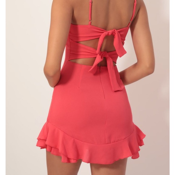 Lucy in the Sky Aubrey Ruffle Dress in Red Coral: size XS and S - Picture 2 of 7